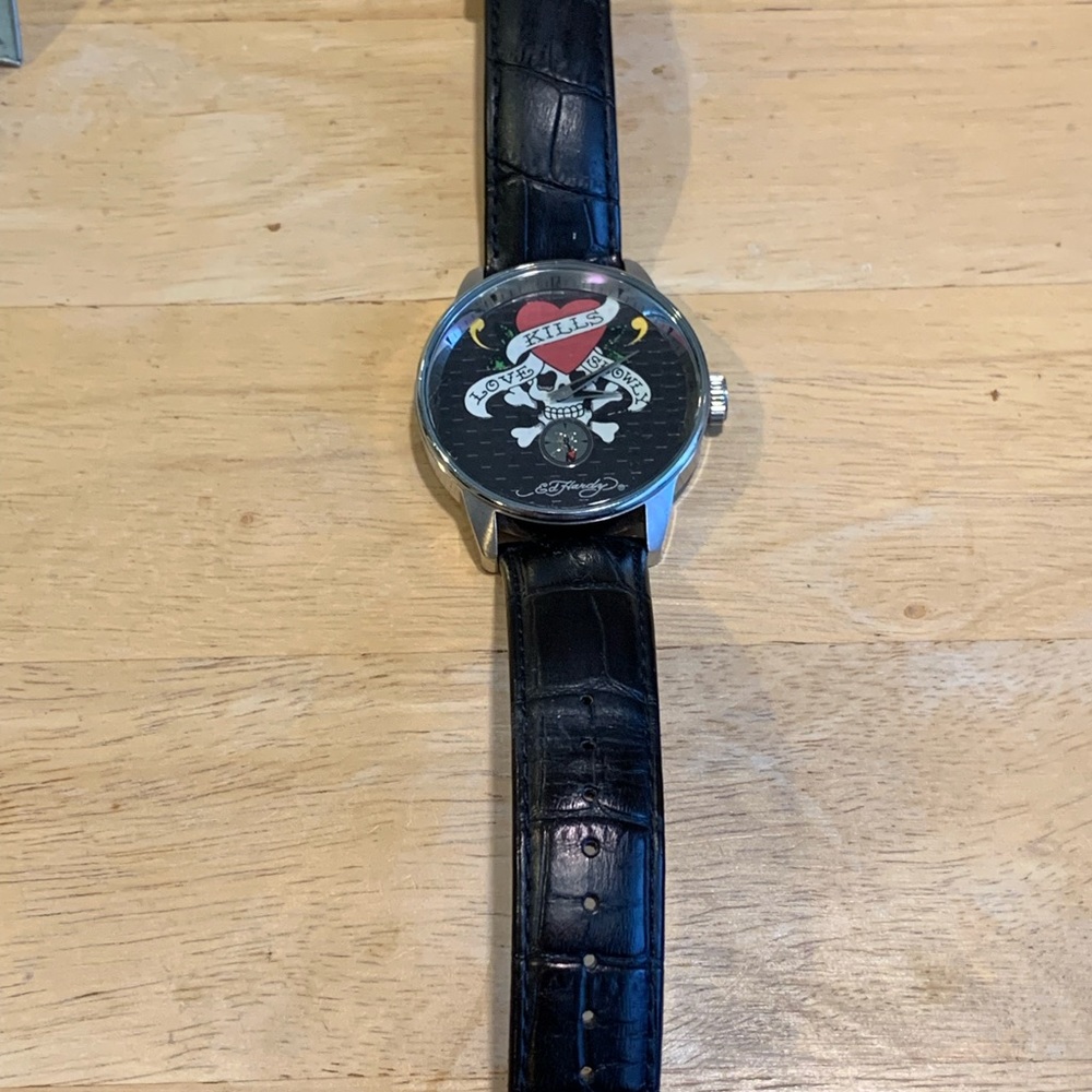 Ed Hardy Large Case Seconds Subdial Autometer Watch